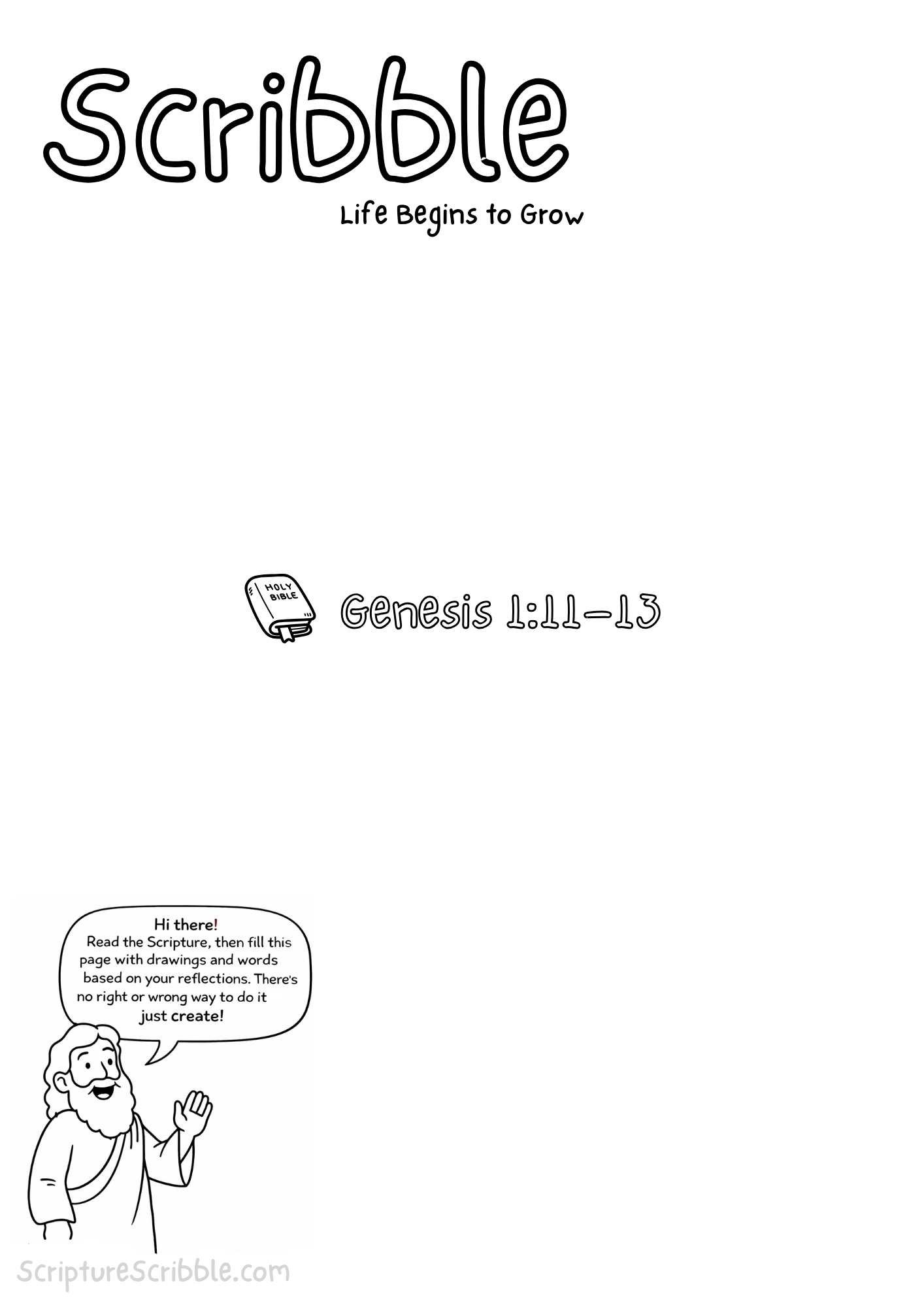 Printable reflection and drawing activity for Genesis 1:11–13 Creative Bible Reflection Worksheet