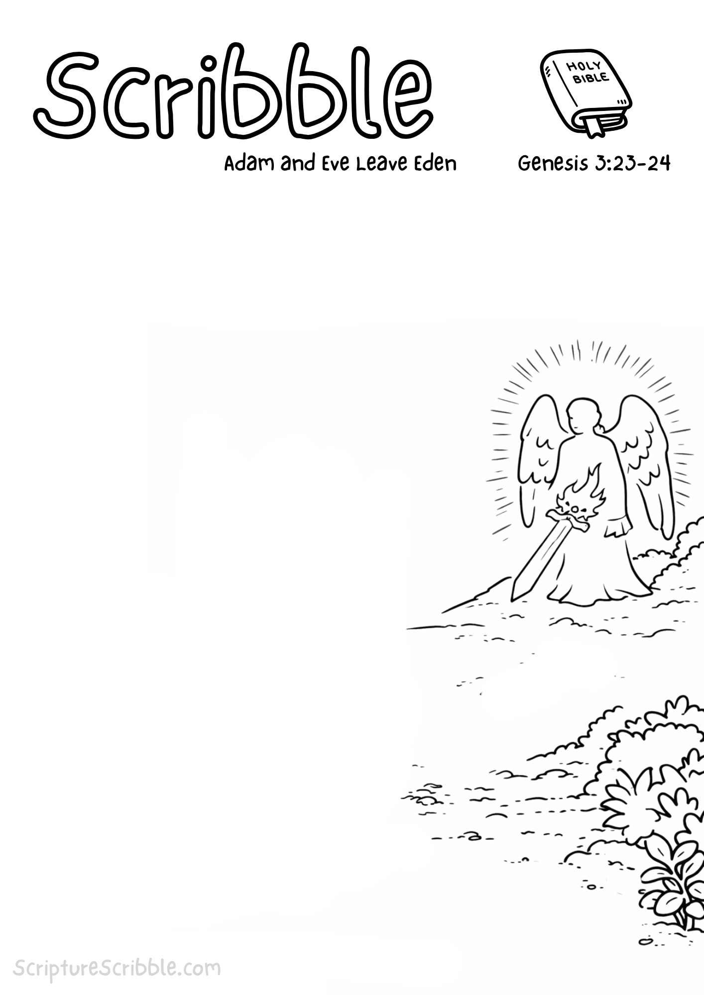 Printable reflection and drawing activity for Genesis 3:23–24 – Adam and Eve Leave Eden Devotional Drawing