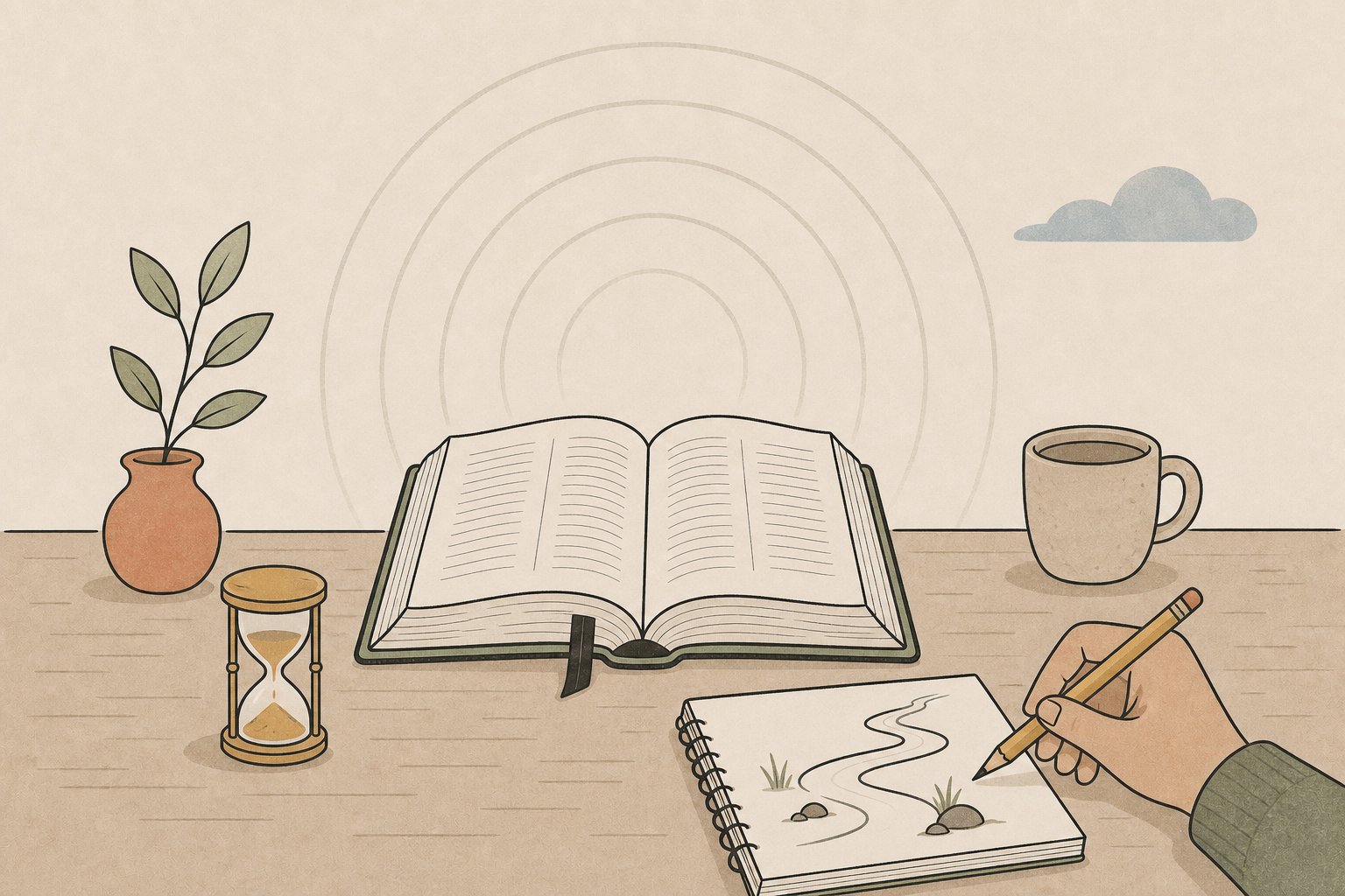 How Drawing Scripture Helps You Slow Down and Hear God More Clearly editorial illustration