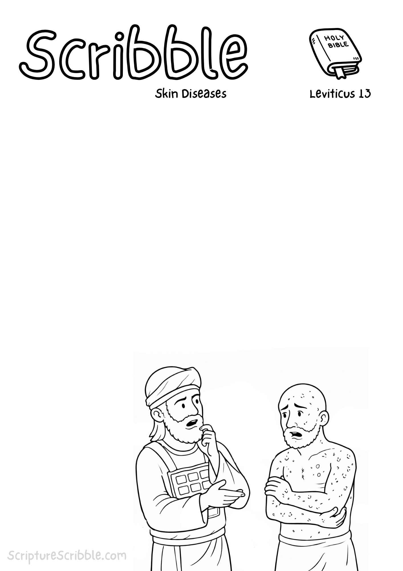 Printable reflection and drawing activity for Leviticus 13 Devotional Drawing Page – Skin Diseases