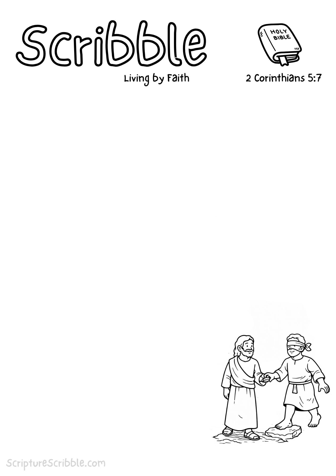 Printable reflection and drawing activity for Living by Faith – 2 Corinthians 5:7 Devotional Drawing Page