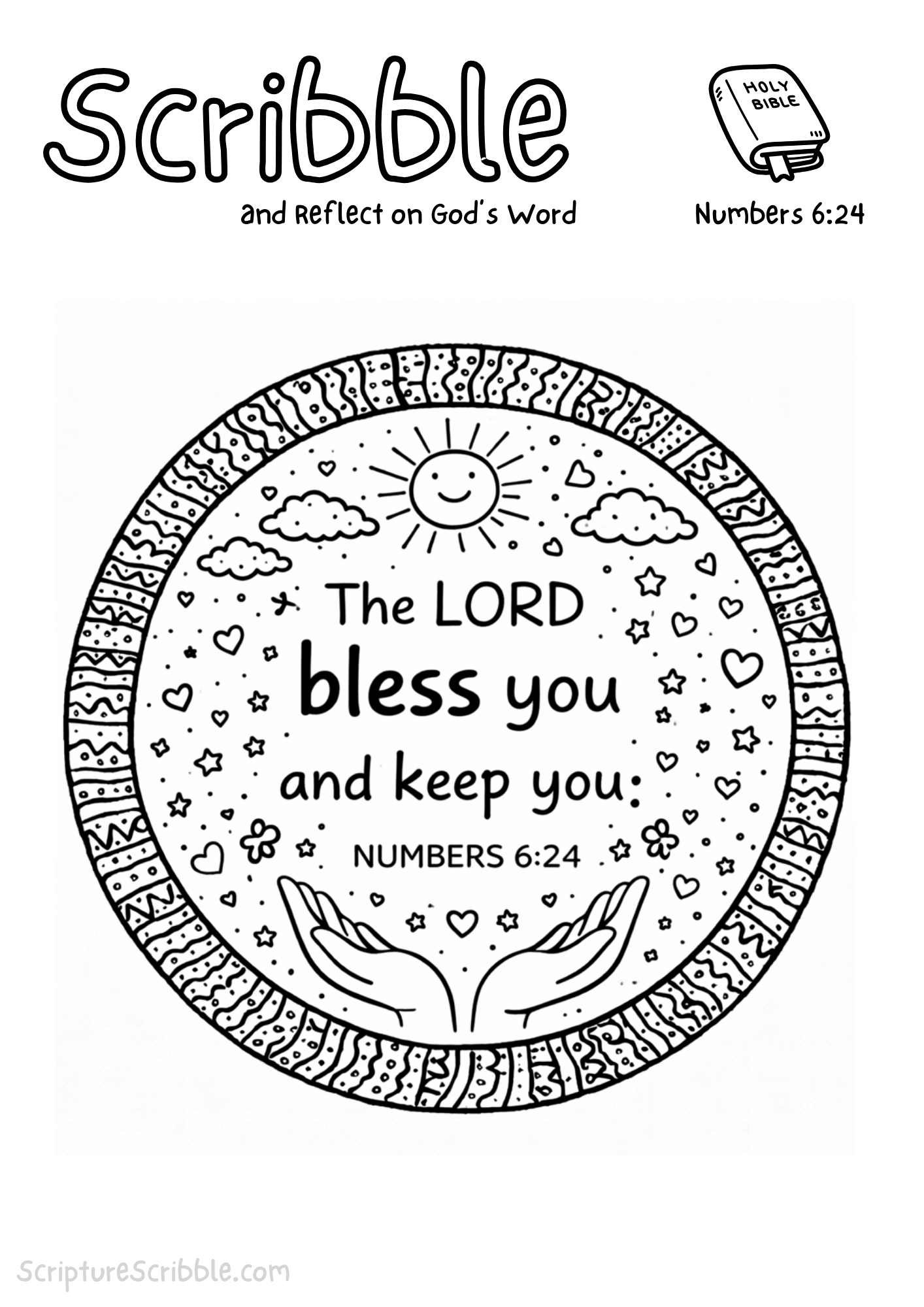 Printable reflection and drawing activity for Numbers 6:24 Coloring Page – The Lord Bless You and Keep You Printable