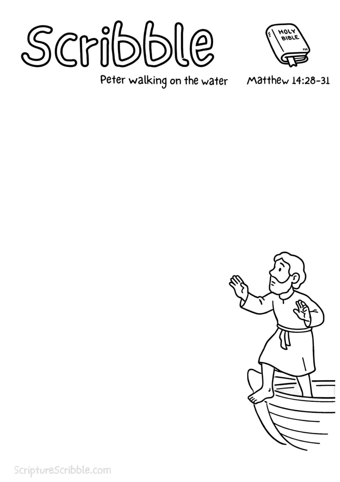 Printable reflection and drawing activity for Peter Walking on the Water – Devotional Drawing Page, based on Matthew 14:28–31